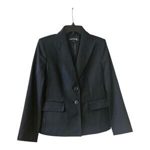 Evan Picone Suit Womens Size 8 Blazer Blue 2-Button Closure Notch Collar Career